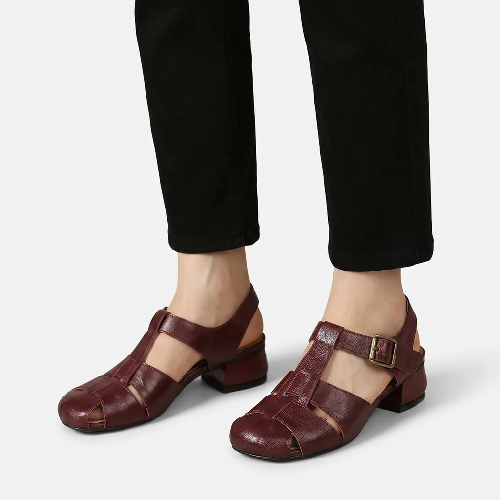 Novaly - Vintage-Inspired Woven Block Heel Sandals
