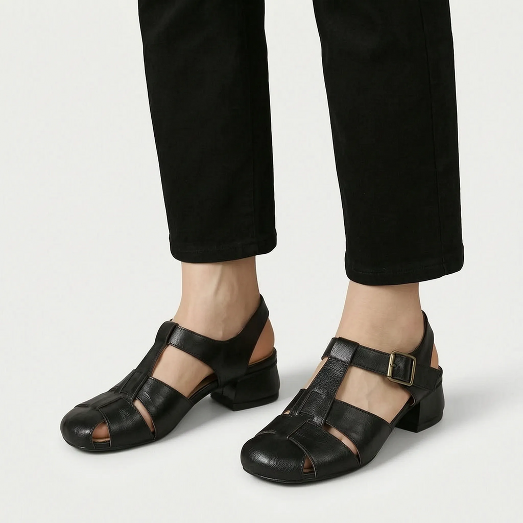 Novaly - Vintage-Inspired Woven Block Heel Sandals