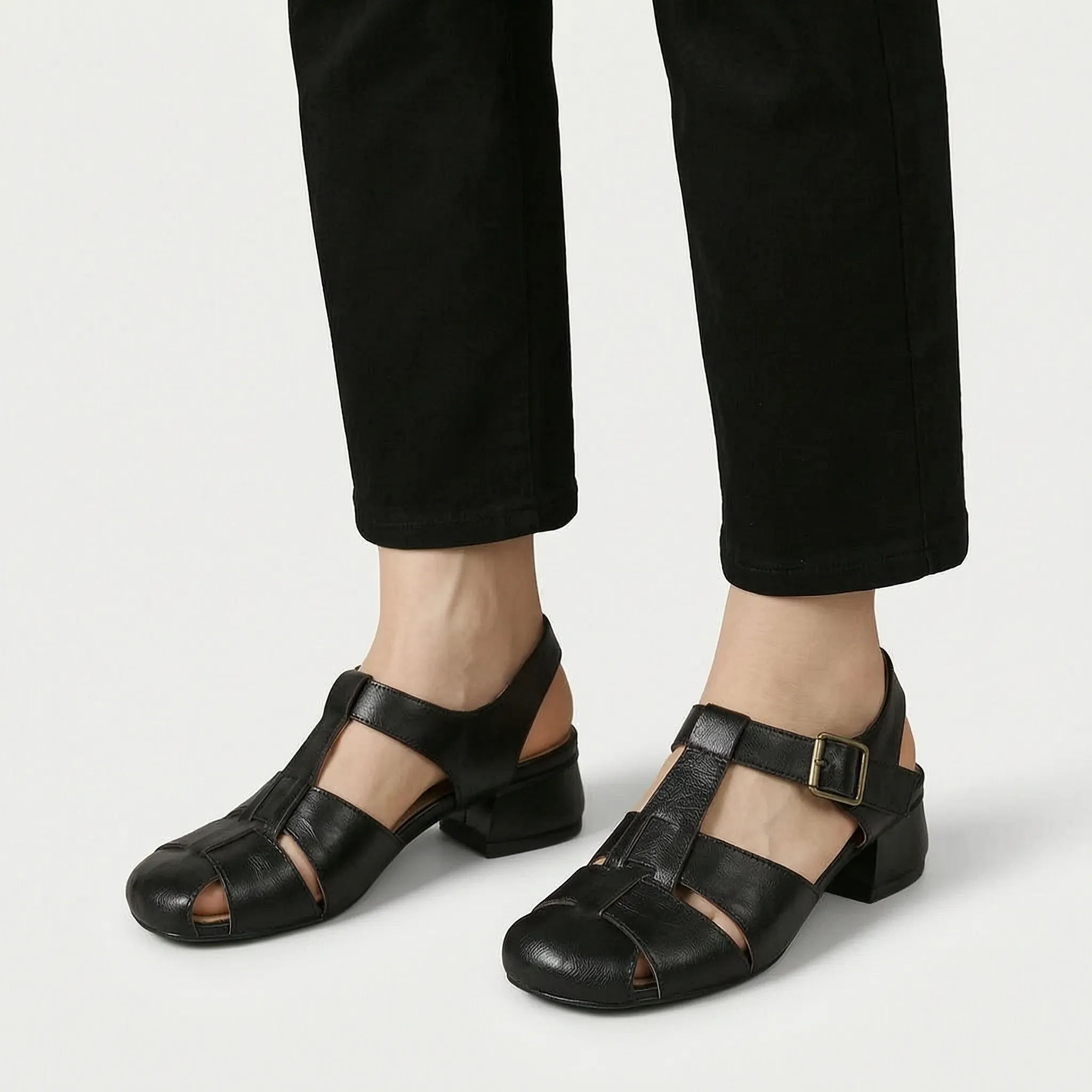 Novaly - Vintage-Inspired Woven Block Heel Sandals