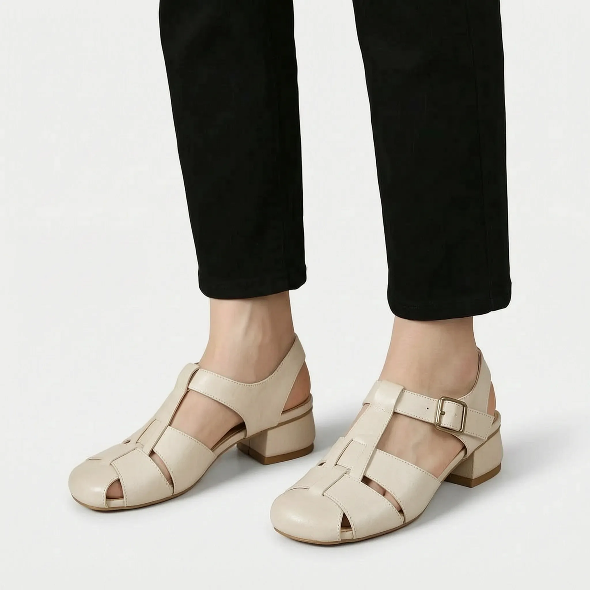 Novaly - Vintage-Inspired Woven Block Heel Sandals