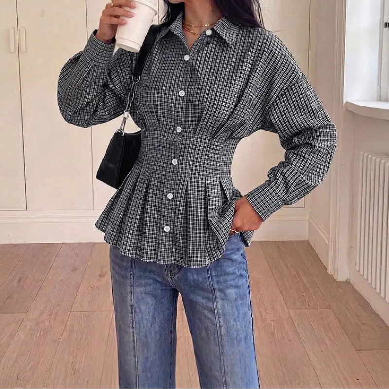 Odette | Women's Autumn Checkered Blouse