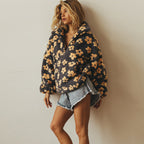 Ophelia | Women's Cozy Floral Quarter Zip Fleece Jacket