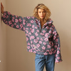 Ophelia | Women's Cozy Floral Quarter Zip Fleece Jacket