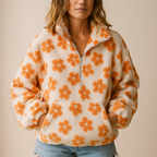 Ophelia | Women's Cozy Floral Quarter Zip Fleece Jacket