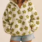 Ophelia | Women's Cozy Floral Quarter Zip Fleece Jacket