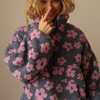 Ophelia | Women's Cozy Floral Quarter Zip Fleece Jacket