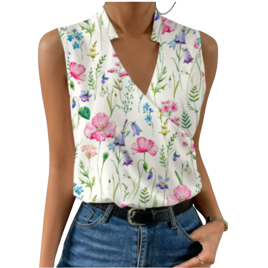 Priya | Women's Floral Print Sleeveless Blouse