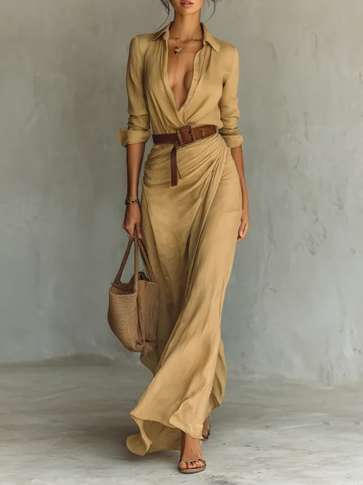 Remi | Women's Elegant Belted Maxi Dress