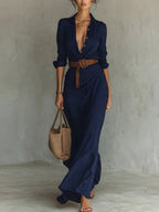 Remi | Women's Elegant Belted Maxi Dress