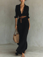 Remi | Women's Elegant Belted Maxi Dress