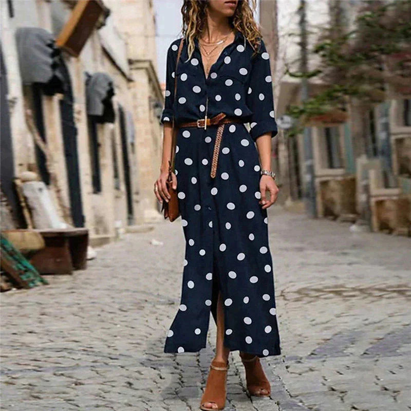 Rowan | Women's Polka Dot Maxi Dress