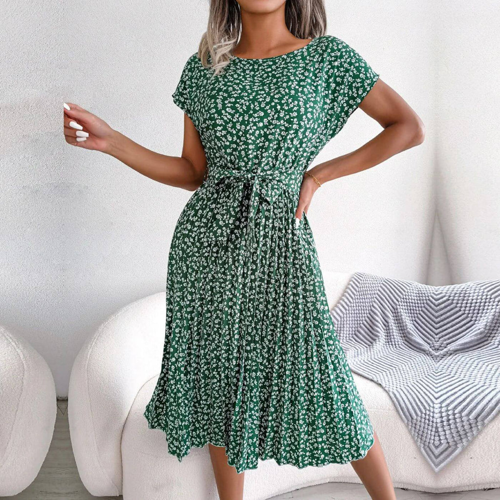 Sanne | Women's Floral Midi Sundress with Tie Waist