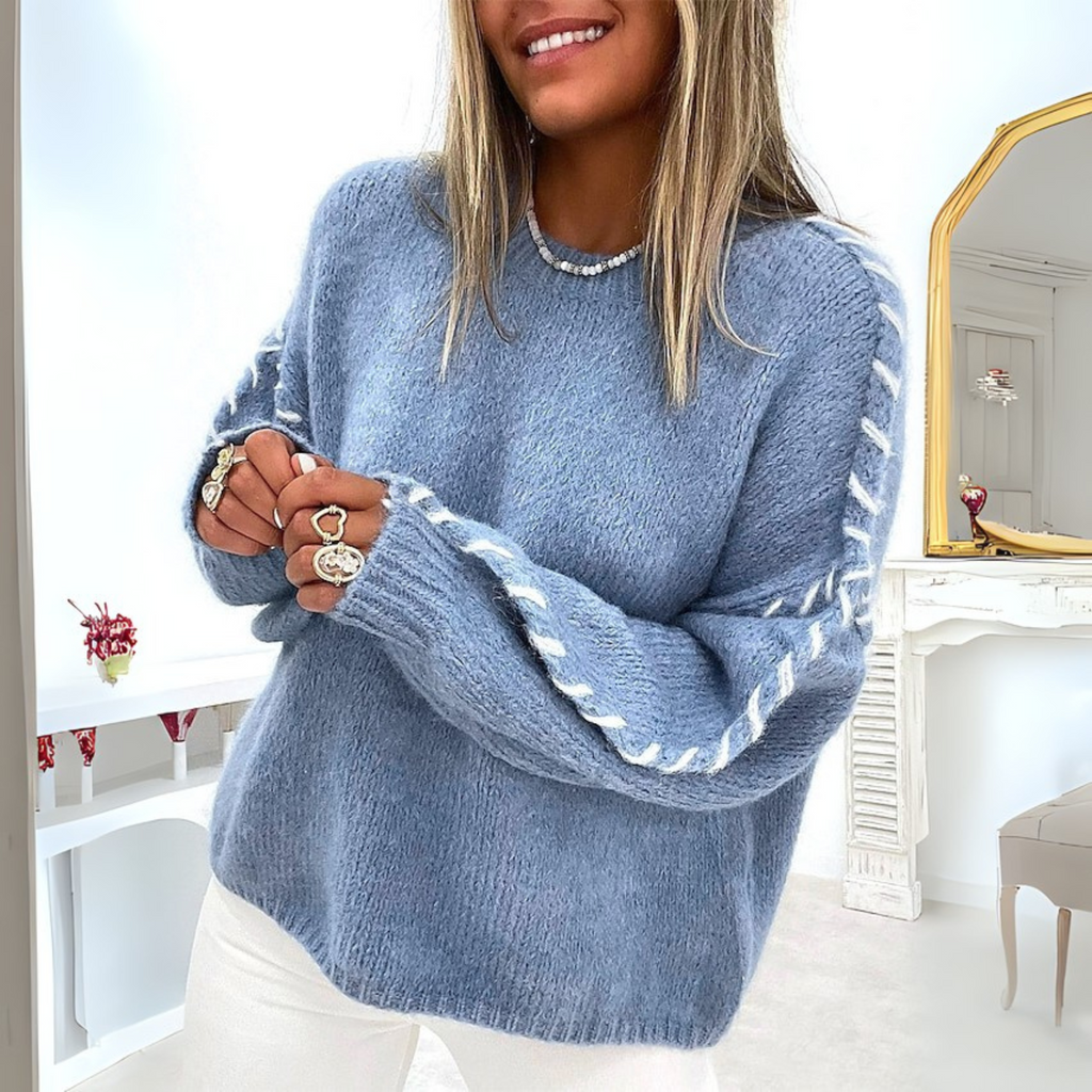 Selene - Women's Cozy Knit Sweaters with Contrast Stitching