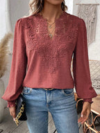 Selene - Women's Lace Trim Blouse
