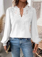 Selene - Women's Lace Trim Blouse