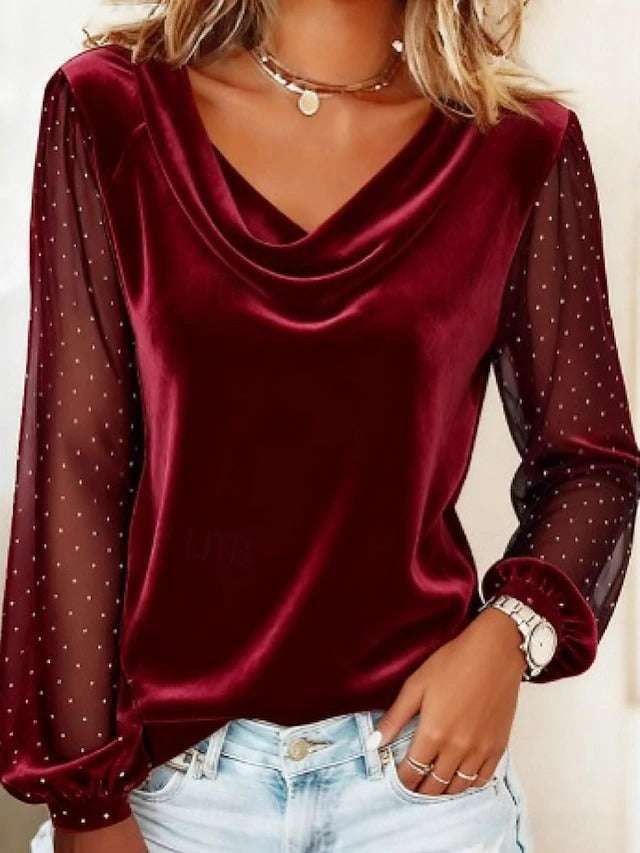Sienna | Women's Elegant Evening Blouse with Sheer Sleeves