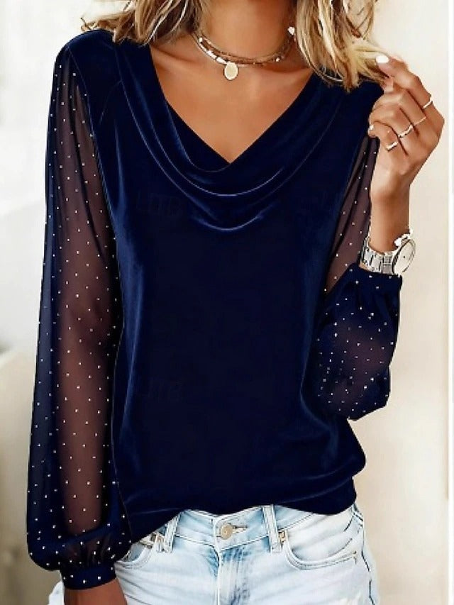 Sienna | Women's Elegant Evening Blouse with Sheer Sleeves