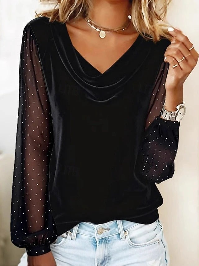 Sienna | Women's Elegant Evening Blouse with Sheer Sleeves