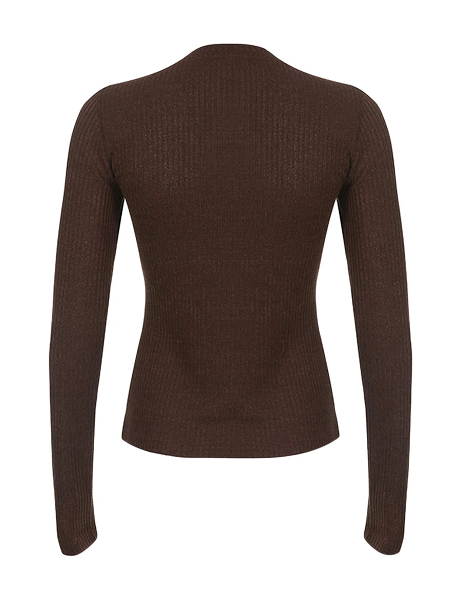 Sienna | Women's Ribbed Henley Shirt with Button Details