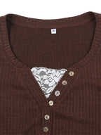 Sienna | Women's Ribbed Henley Shirt with Button Details