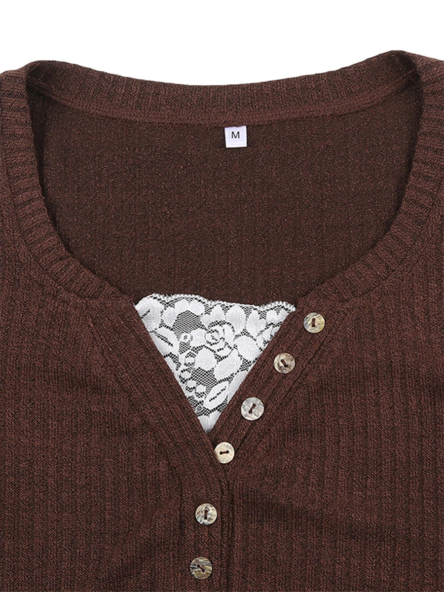 Sienna | Women's Ribbed Henley Shirt with Button Details