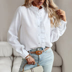 Sienna | Women's Ruffle Trim Button-Up Shirt