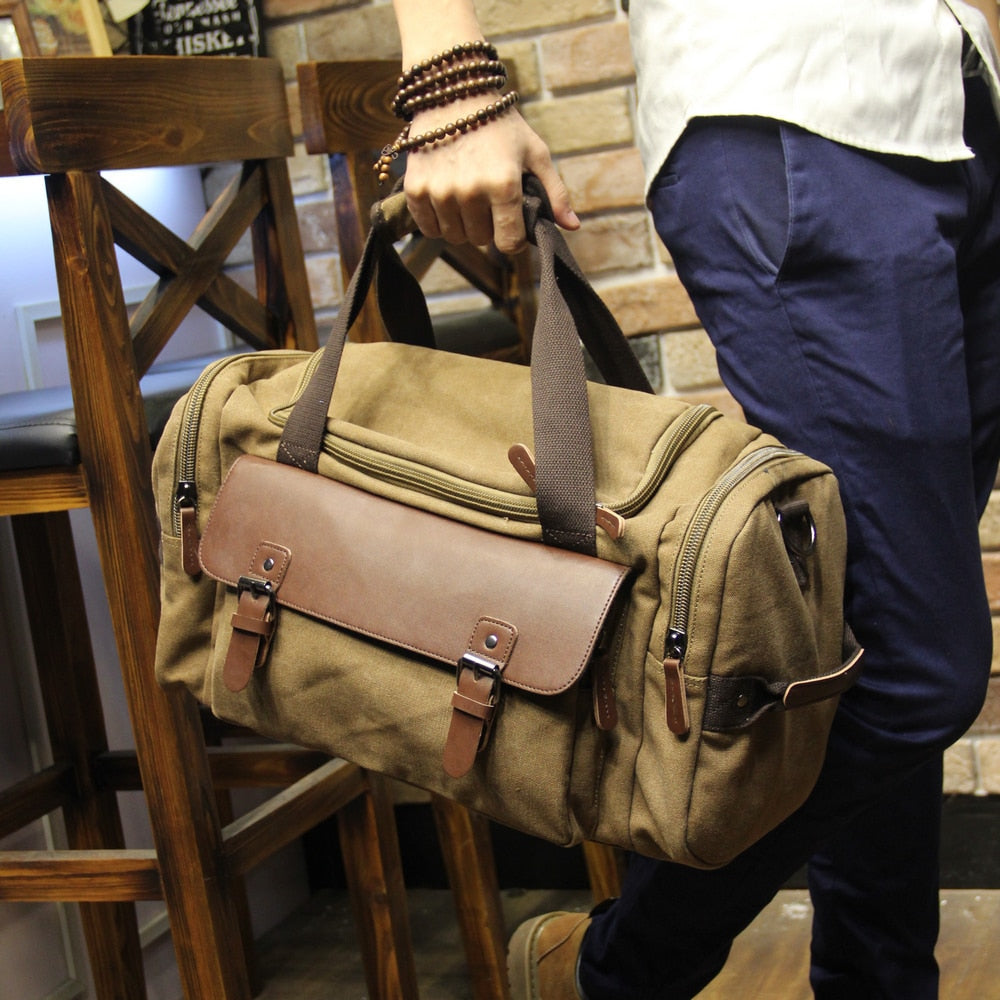 Soren - Men's Classic Duffle Bag with Faux Leather Trim