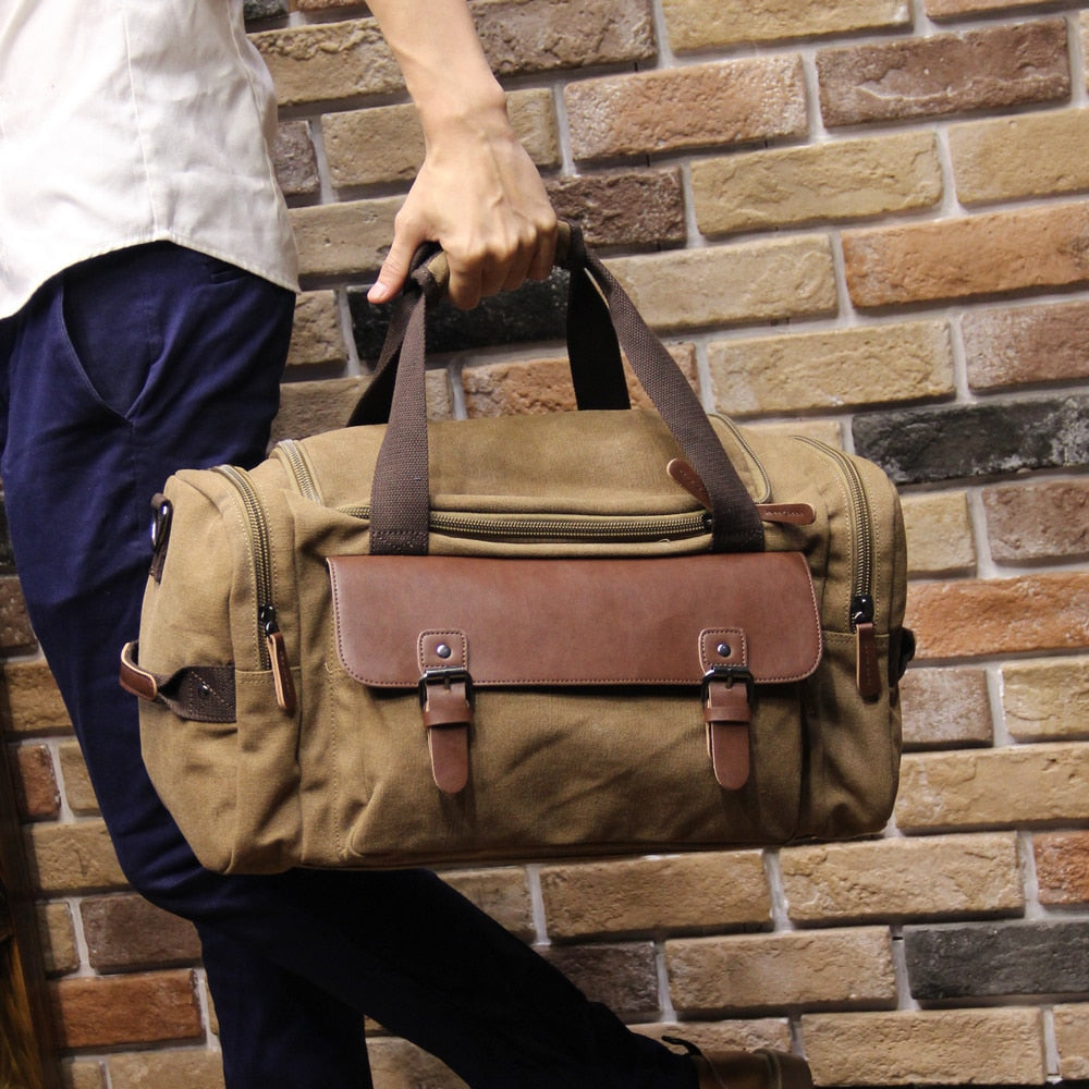 Soren - Men's Classic Duffle Bag with Faux Leather Trim