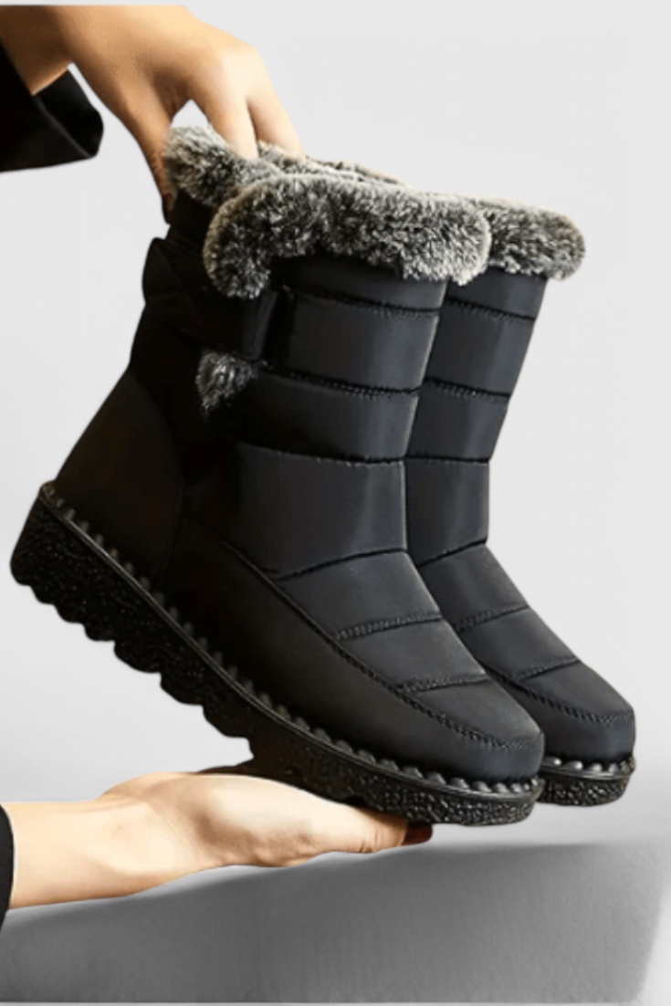 Sylvie - Women's Casual Waterproof Calf Boots with Faux Fur Lining