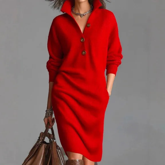 Tessa | Women's Cozy Button-Up Sweater Dress