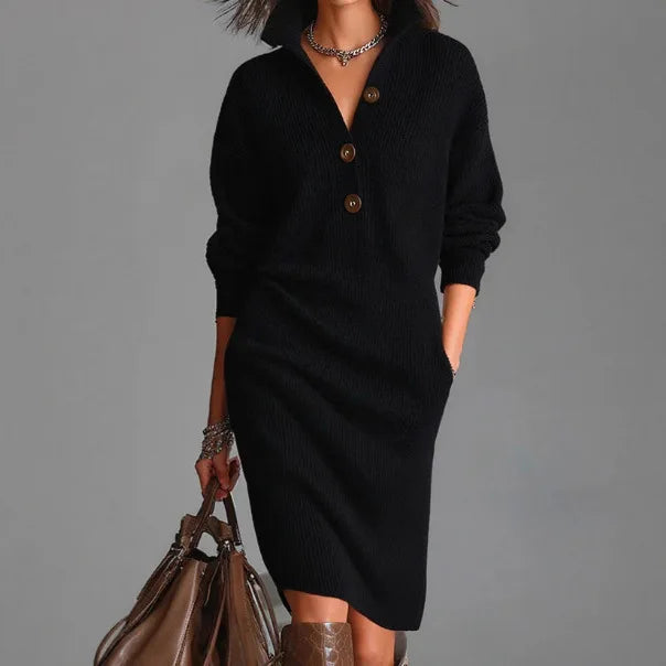 Tessa | Women's Cozy Button-Up Sweater Dress