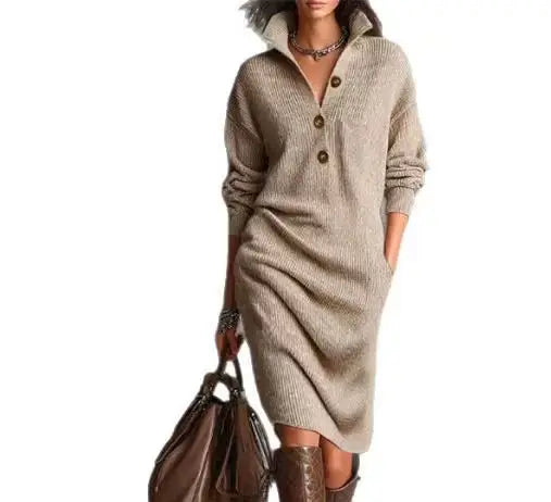 Tessa | Women's Cozy Button-Up Sweater Dress