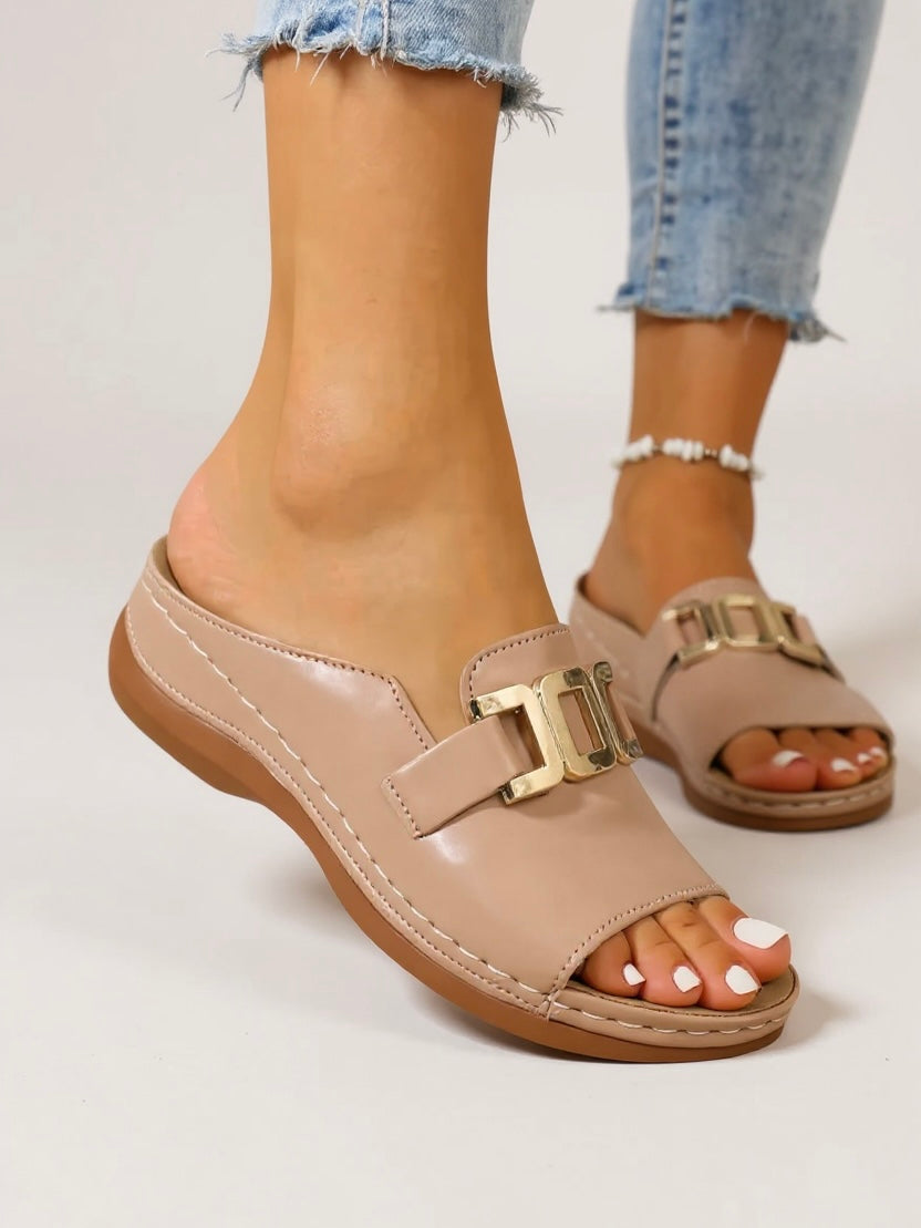 Tessa | Women's Slip On Sandals with Buckle Detail