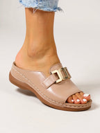 Tessa | Women's Slip On Sandals with Buckle Detail