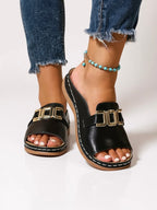 Tessa | Women's Slip On Sandals with Buckle Detail