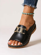 Tessa | Women's Slip On Sandals with Buckle Detail