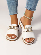 Tessa | Women's Slip On Sandals with Buckle Detail