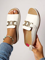 Tessa | Women's Slip On Sandals with Buckle Detail