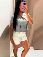 Thalina | Women's Elegant Sparkle Knit Going Out Top