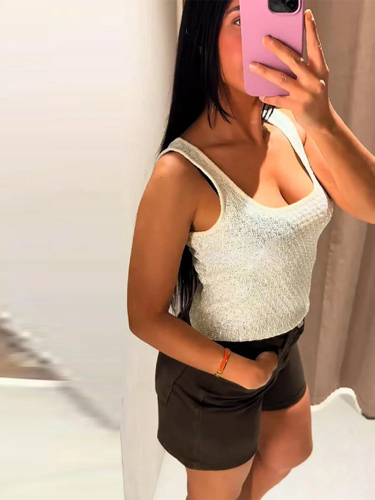 Thalina | Women's Elegant Sparkle Knit Going Out Top