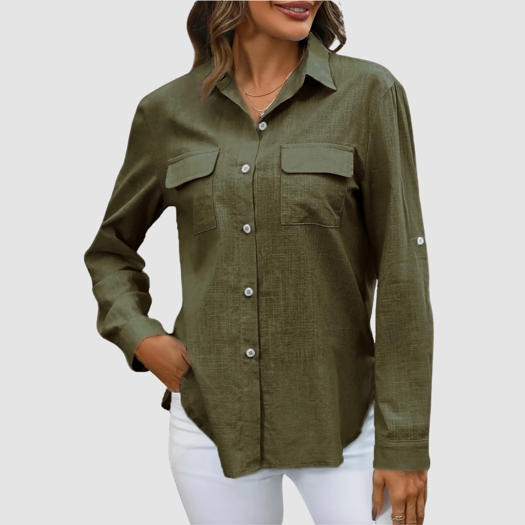 Thea | Women's Elegant Perfect Blouse with Chest Pockets