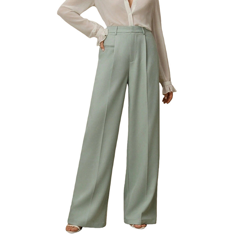 Valoris | High-Waisted Pleated Wide Leg Trousers