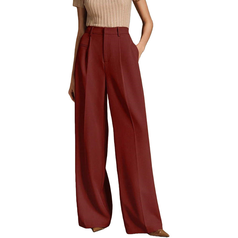Valoris | High-Waisted Pleated Wide Leg Trousers