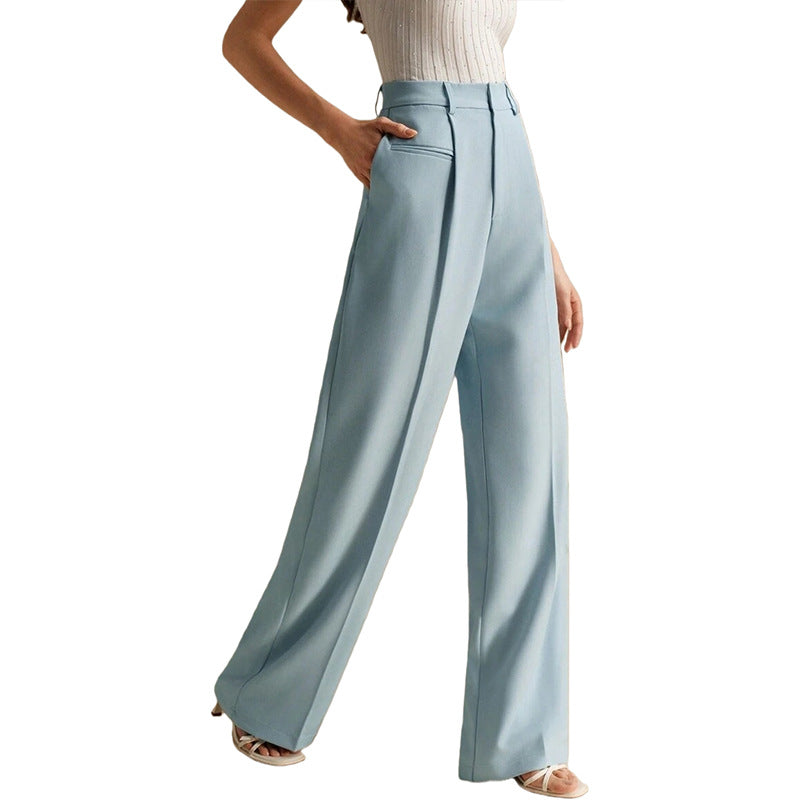 Valoris | High-Waisted Pleated Wide Leg Trousers