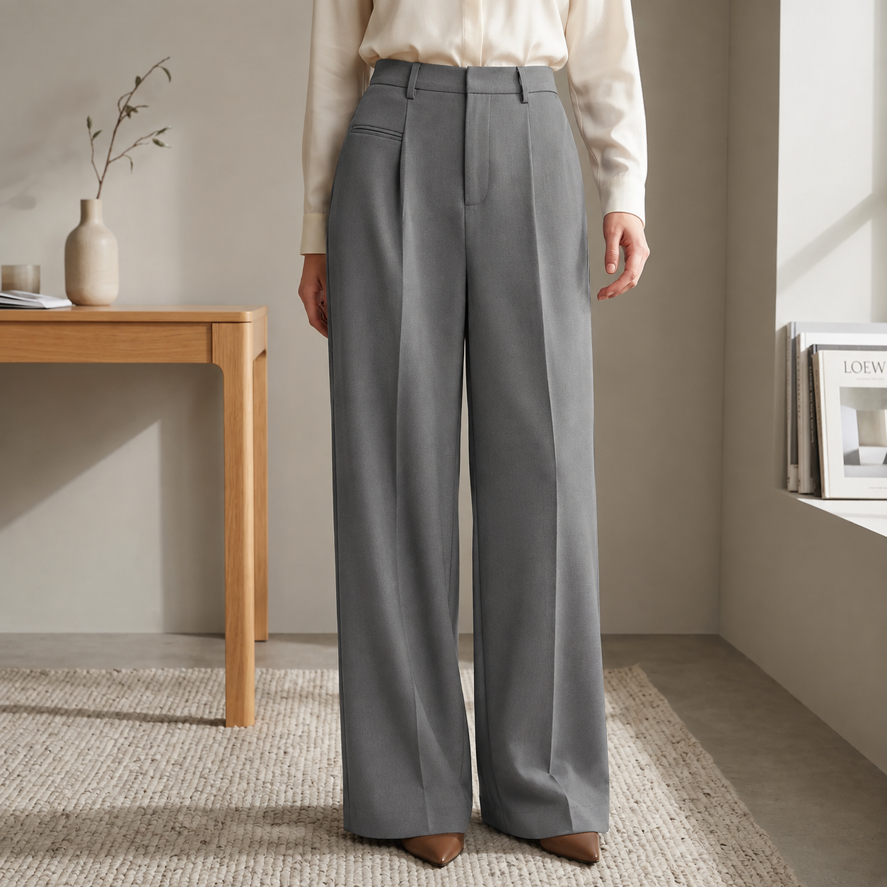 Valoris | High-Waisted Pleated Wide Leg Trousers