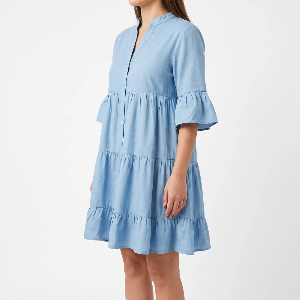 Vellura - Tiered Mini Dress With Flared Sleeves