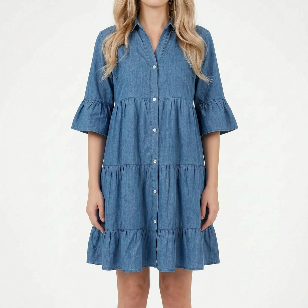 Vellura - Tiered Mini Dress With Flared Sleeves