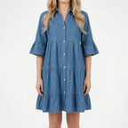 Vellura - Tiered Mini Dress With Flared Sleeves