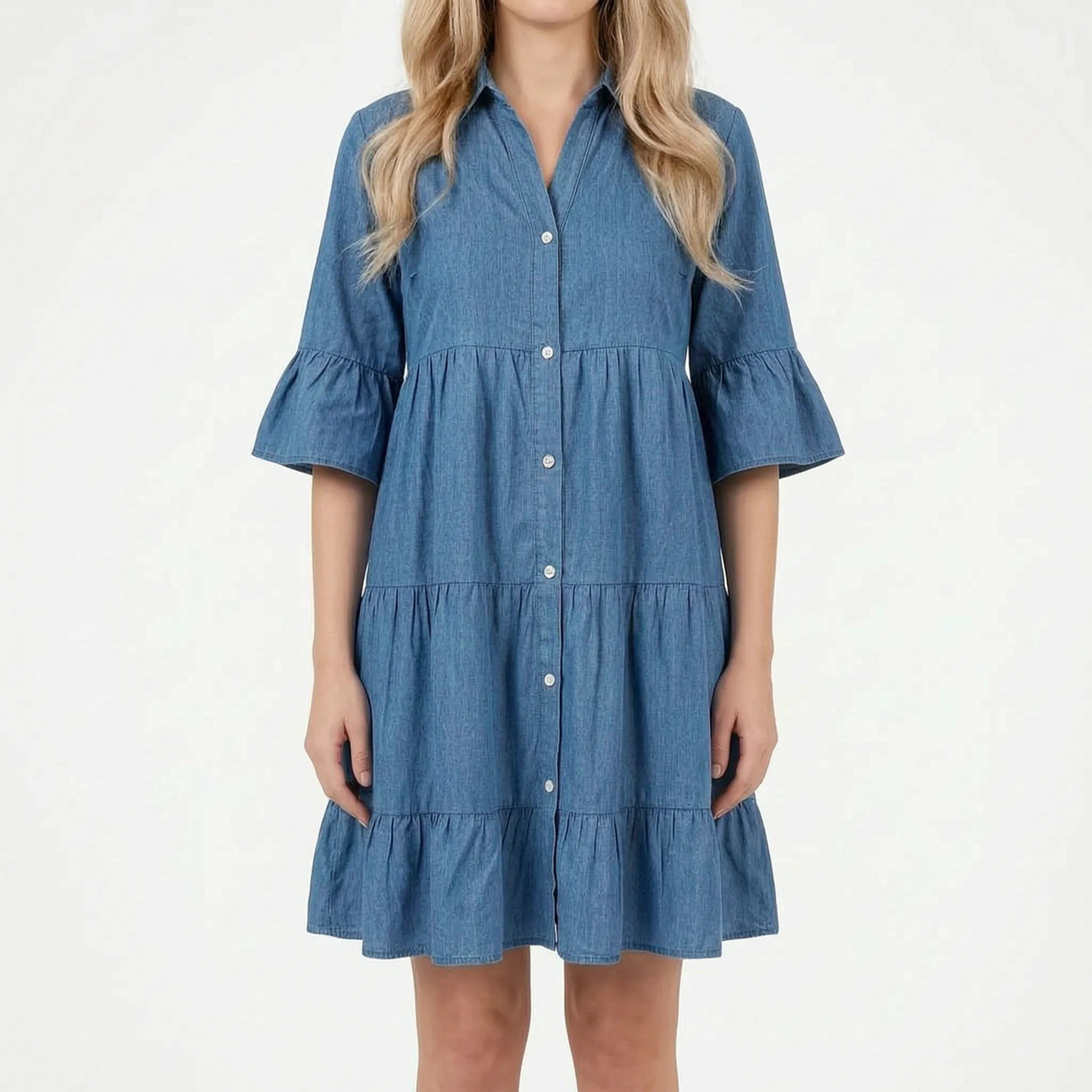 Vellura - Tiered Mini Dress With Flared Sleeves
