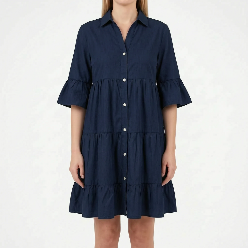 Vellura - Tiered Mini Dress With Flared Sleeves